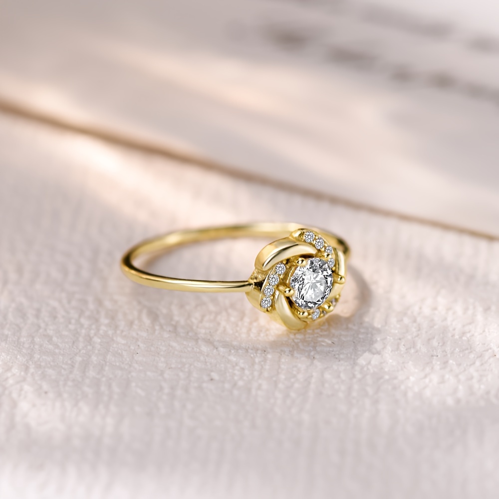 925 Silver Rose Ring with Zirconia Stones